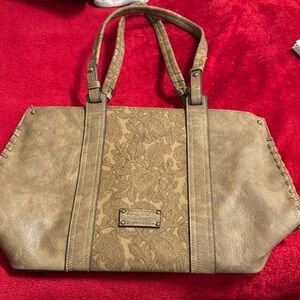 Betsey Johnson Tan Floral Tote Bag